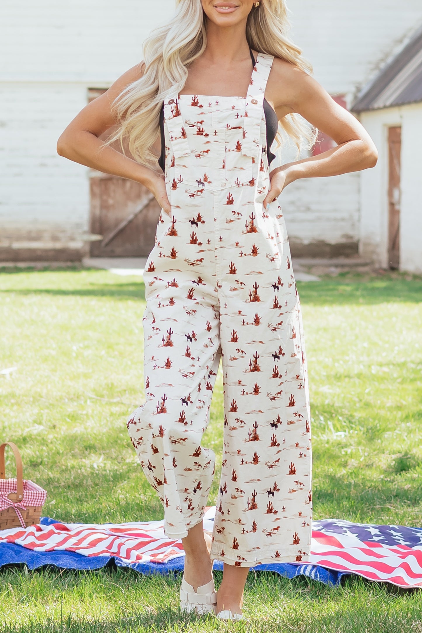Western Adjustable Buttoned Strap Dungaree Jumpsuit