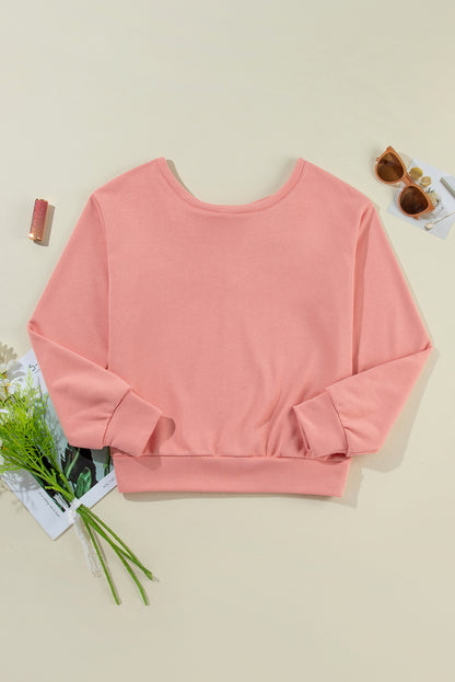 Bow Back Round Neck Sweatshirt