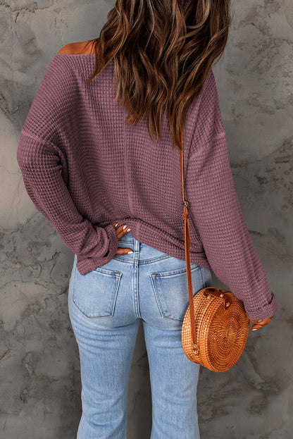 Waffle Wide Long Sleeve Top