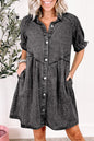 Denim Mineral Wash Buttoned Dress