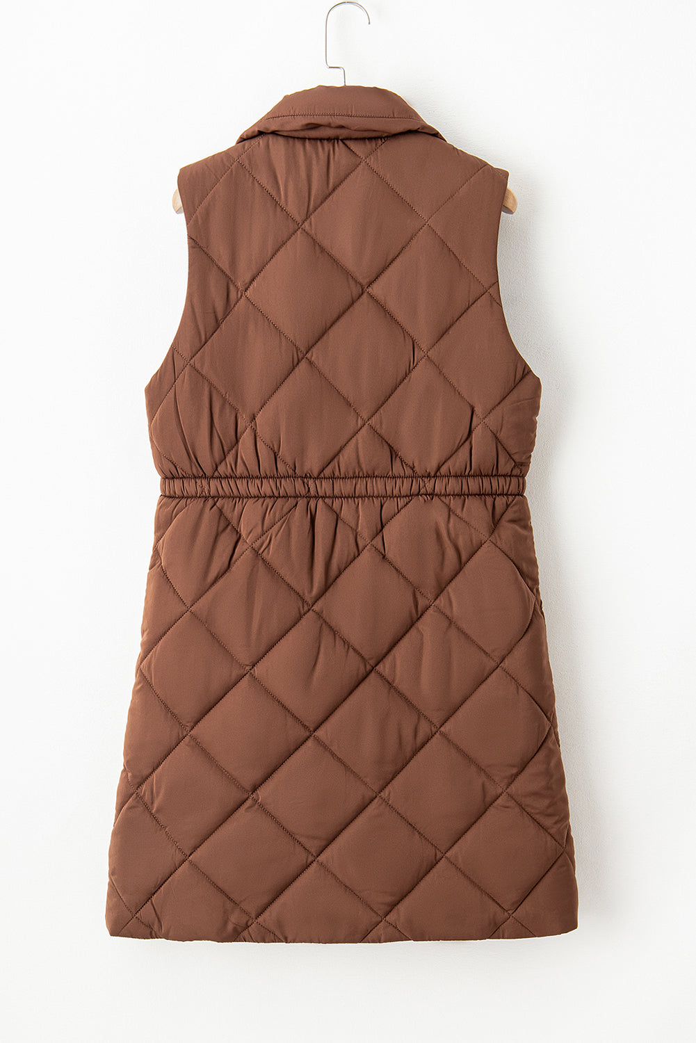 Quilted Longline Pocketed Puffer Vest