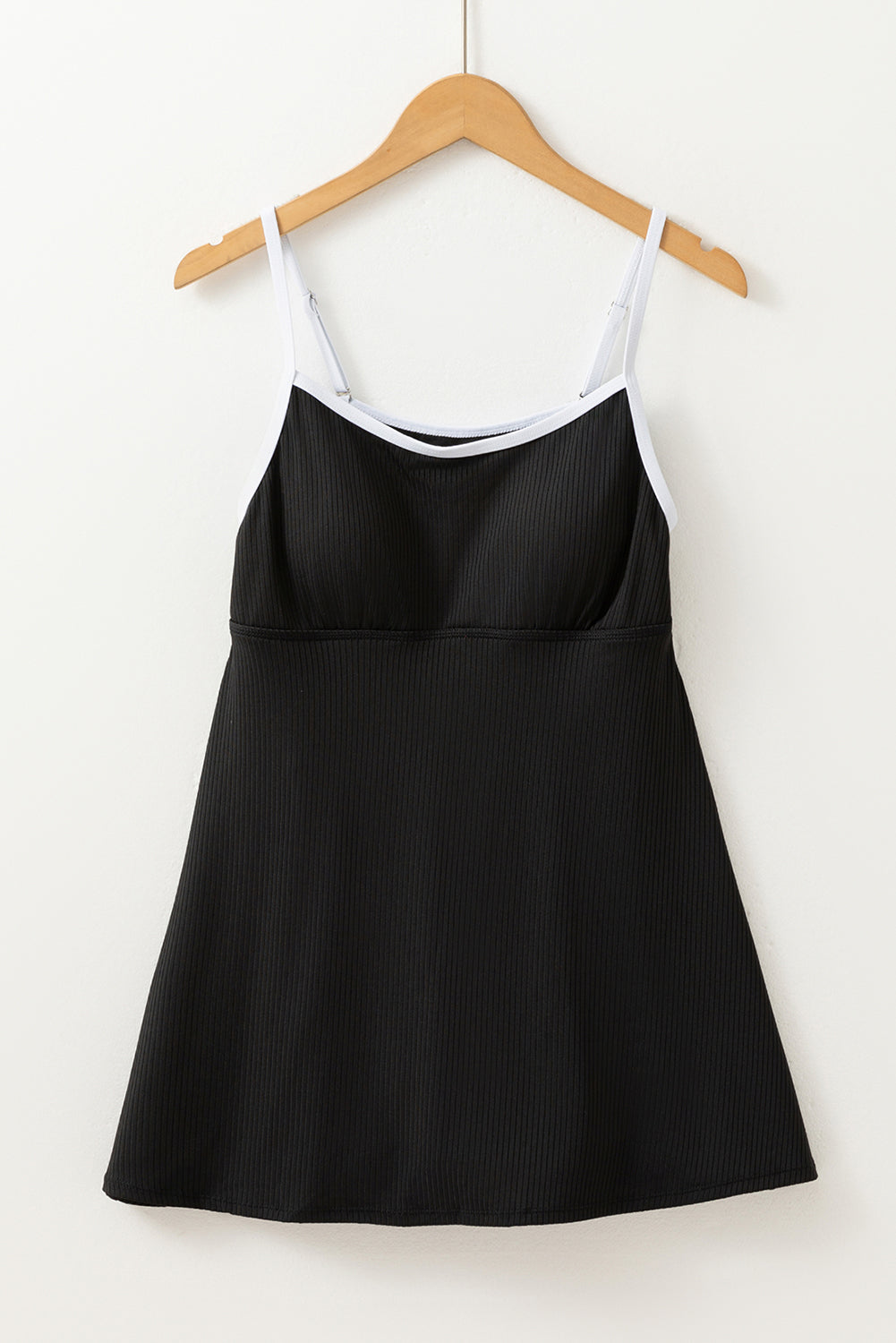 Contrast Trim Ribbed Lined Swim Dress w/ Pockets