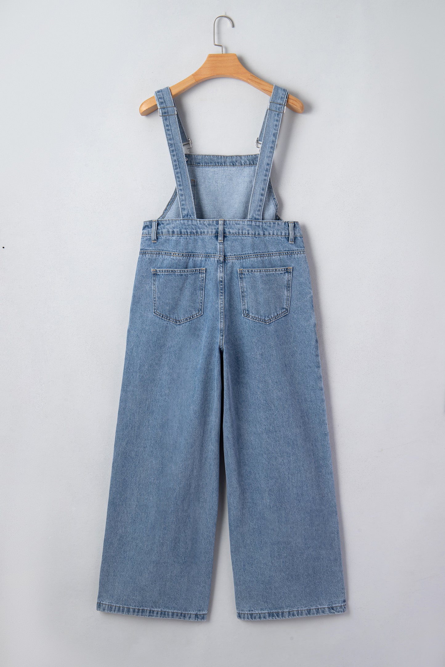 Pleated Wide Leg Pocketed Denim Jumpsuit