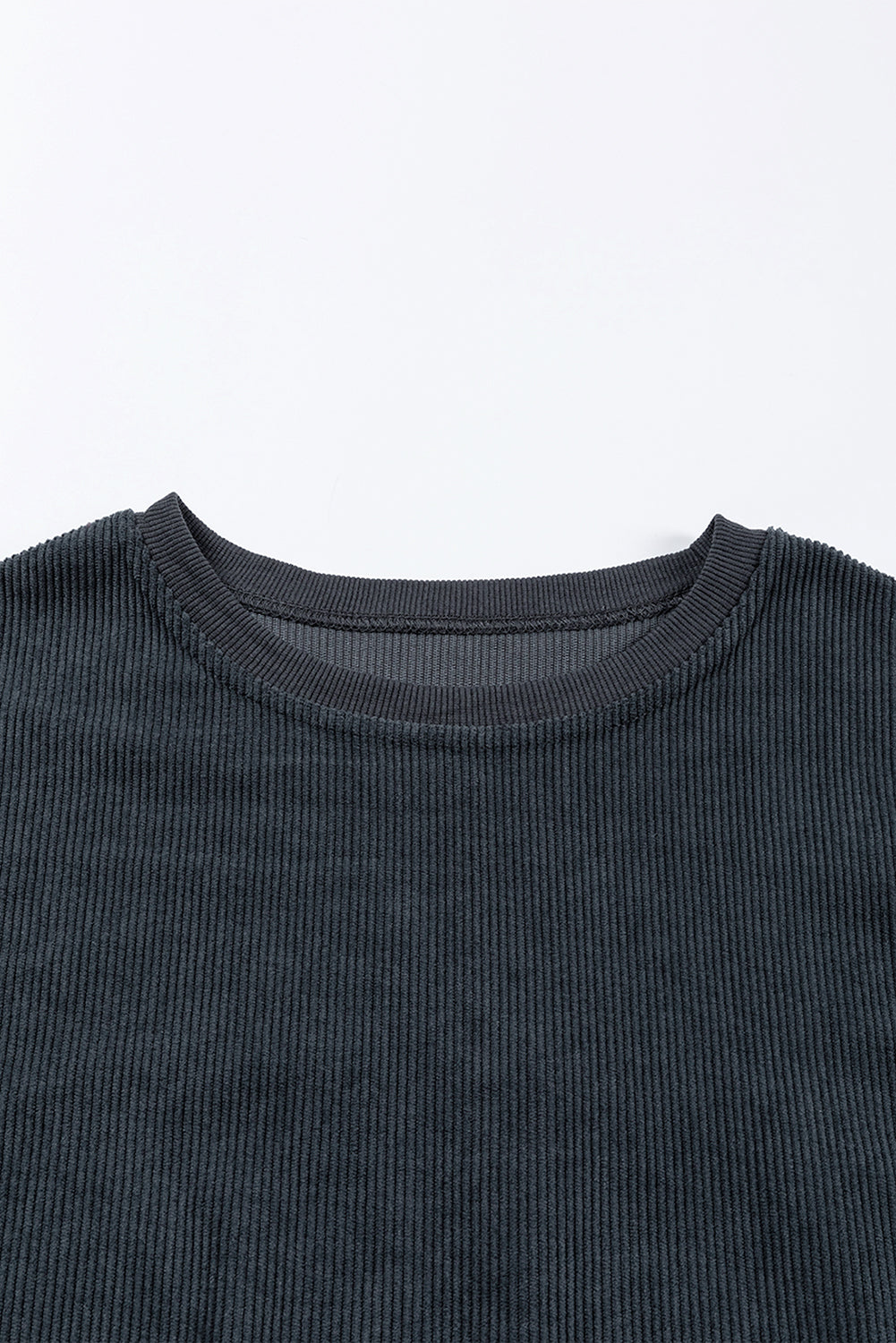 Solid Ribbed Corduroy Long Sleeve Oversized Sweatshirt