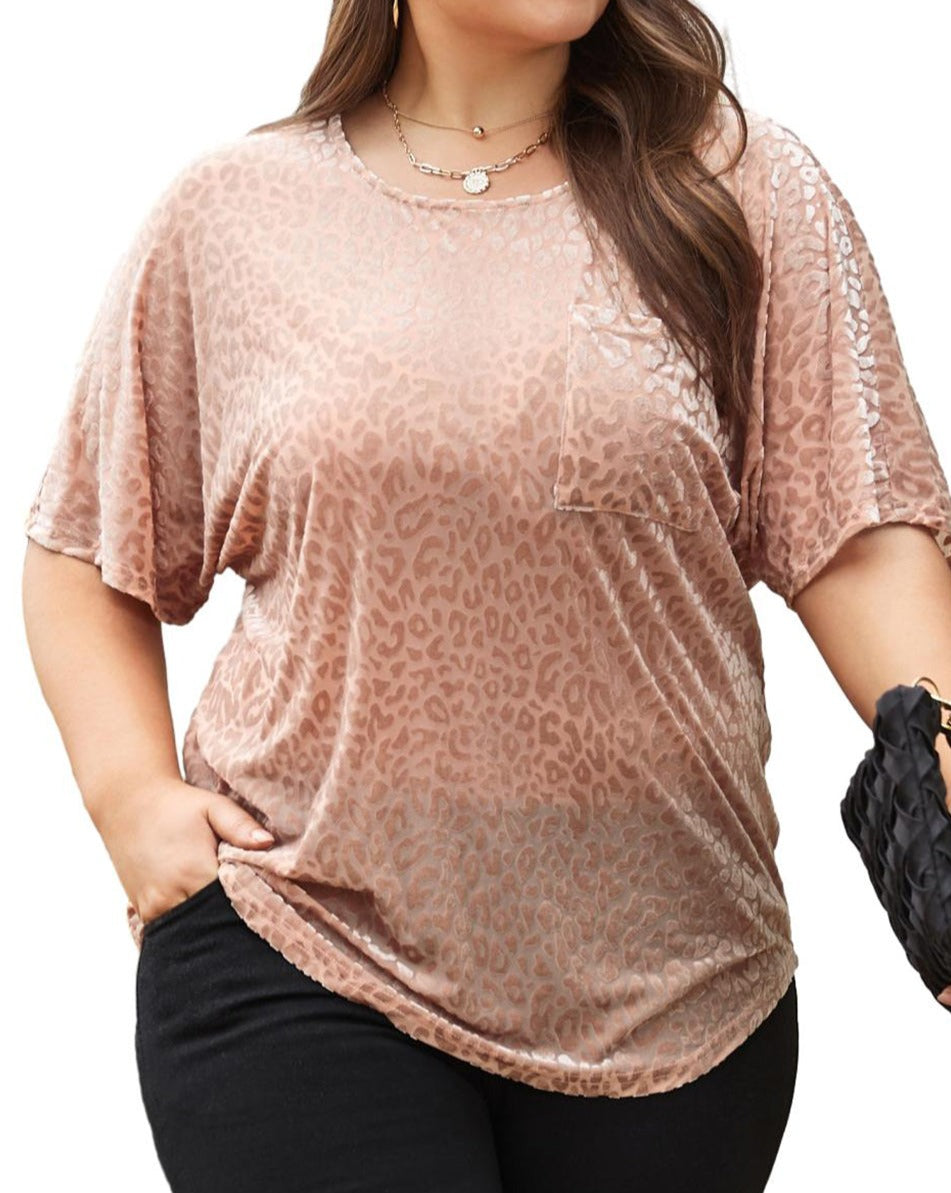 Leopard Short Sleeve T-Shirt Plus Size