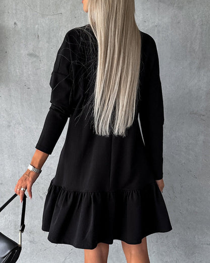 Ruffle Long Sleeve Loose Dress