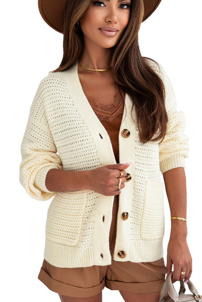 Chunky Knit Pocketed Buttoned Cardigan