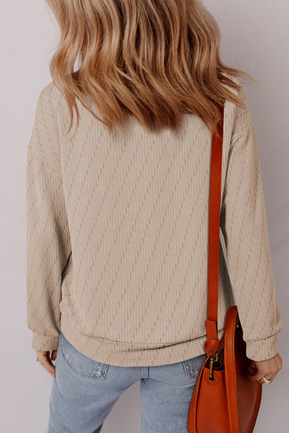 Solid Textured Long Sleeve Top