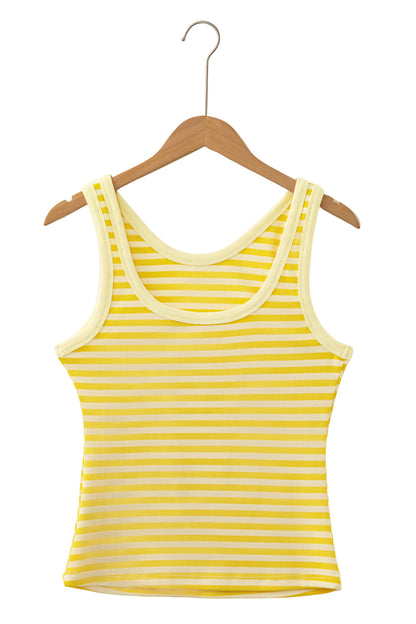 Stripe Ribbed Knit Sleeveless Tank Top