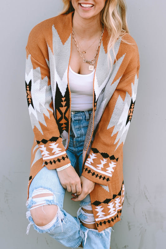 Aztec Open Front Cardigan