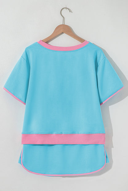 Colorblock Short Sleeve T-Shirt and Skort Set
