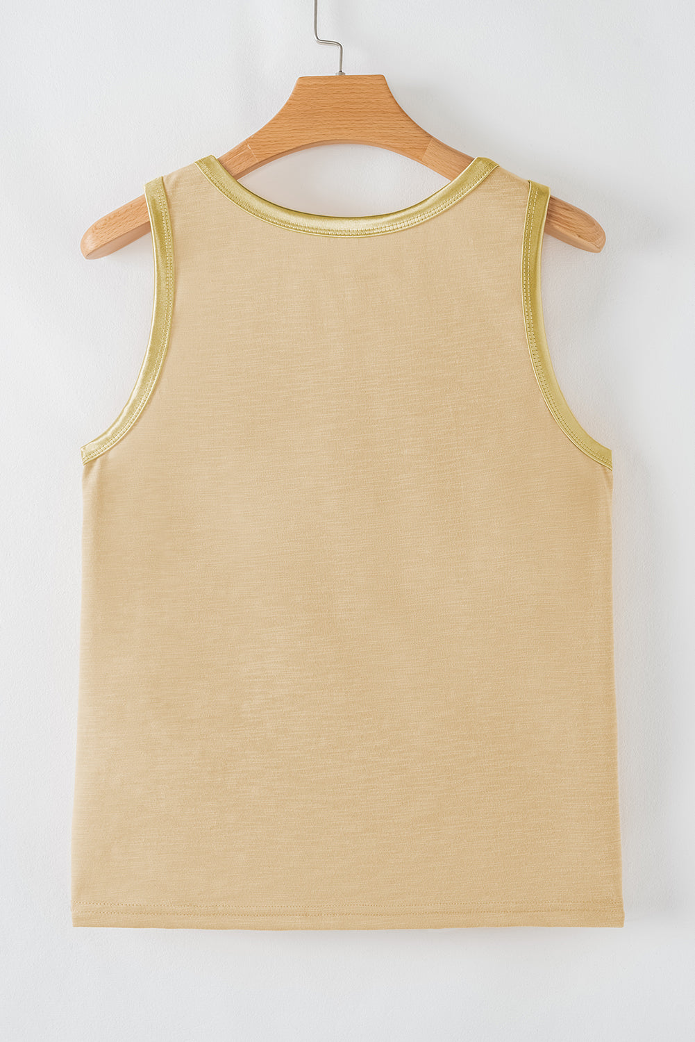 Metallic Contrast Trim Scoop Neck Tank Top