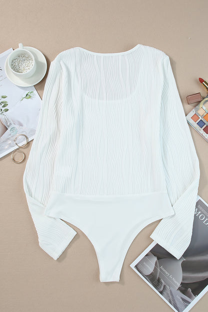 Wavy Ribbed Square Neck Bodysuit