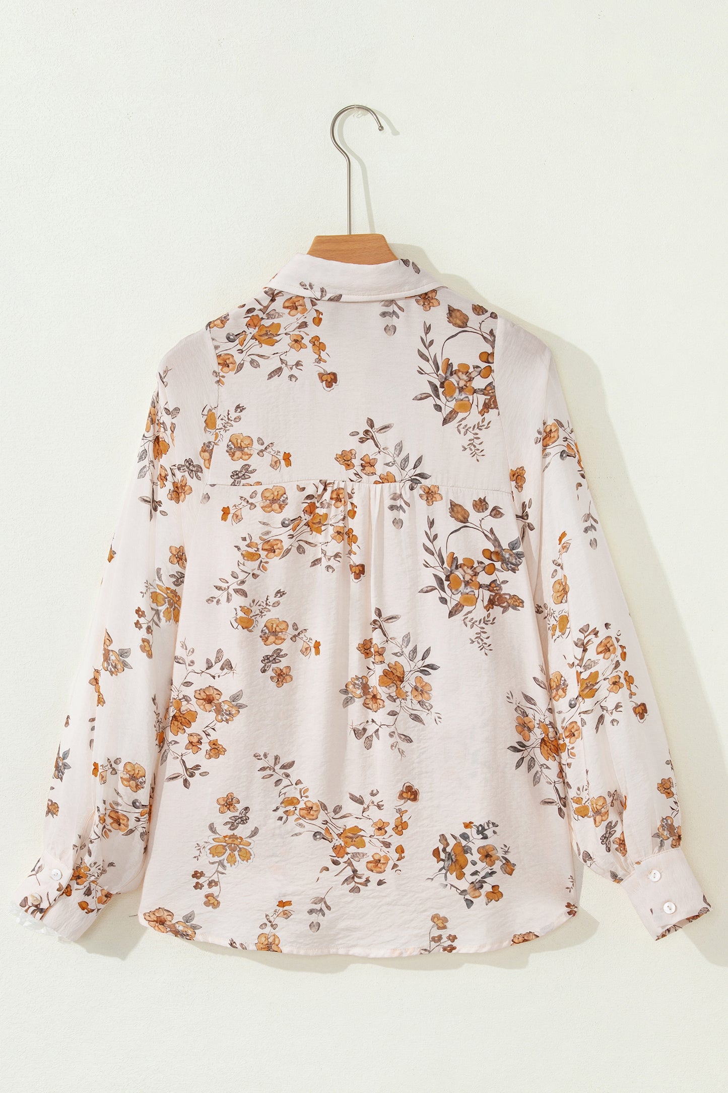 Floral Silky Button-Up Long Sleeve Shirt