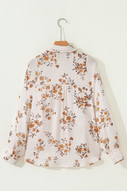 Floral Silky Button-Up Long Sleeve Shirt