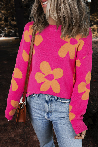 Floral Mock Neck Long Sleeve Sweater