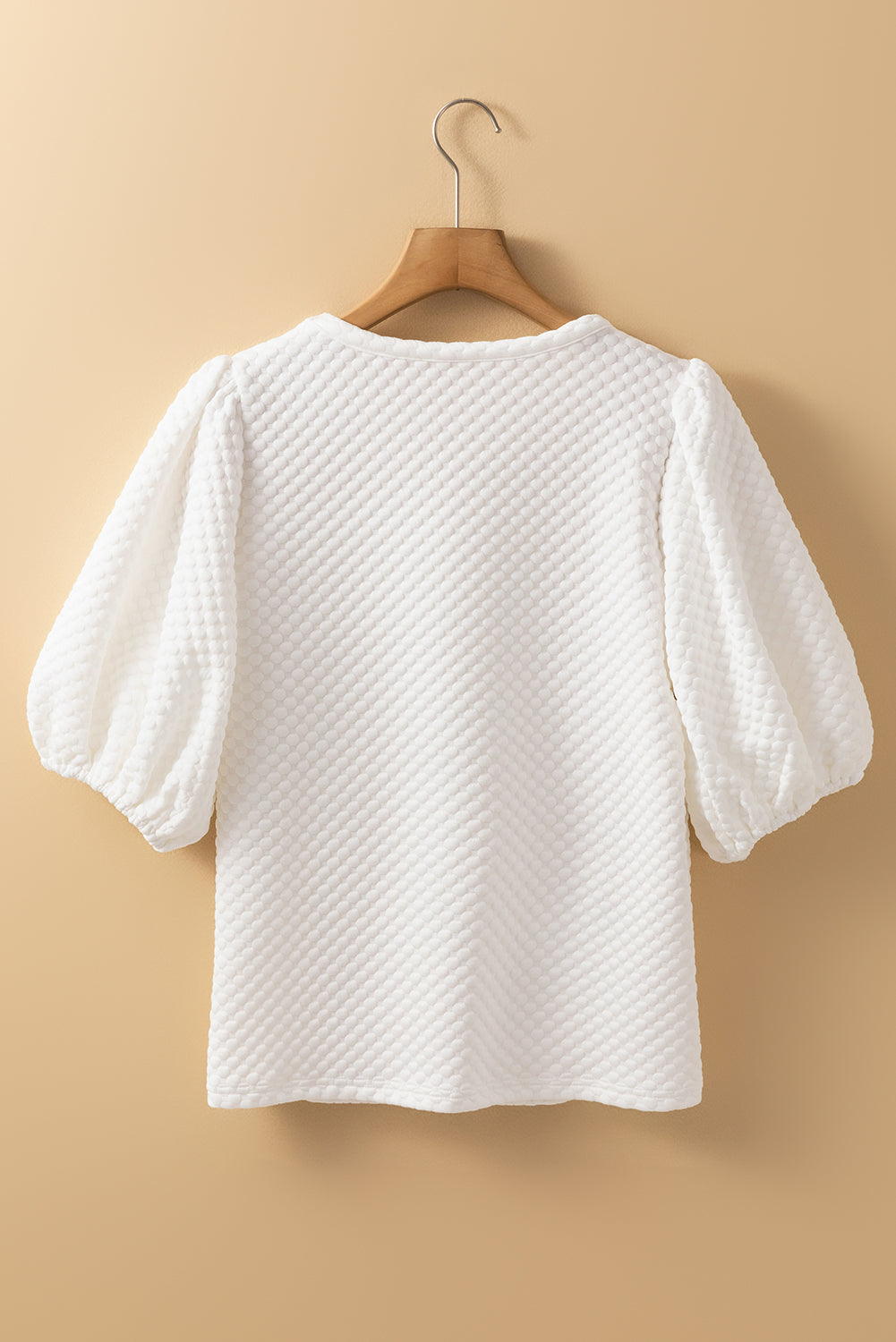 Solid Textured Puff Sleeve Blouse