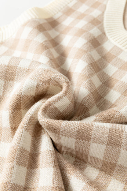 Gingham Detachable Shawl Wrap Sweater Tank