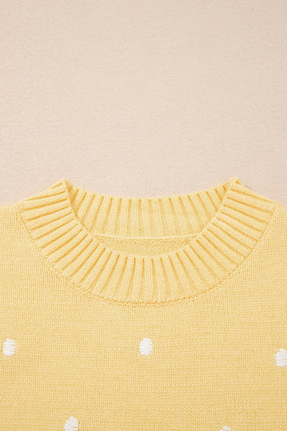 Polka Dot Bubble Short Sleeve Sweater