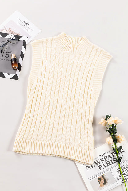 Cable High Neck Sweater Top