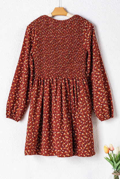 Floral Smocked Long Sleeve Dress