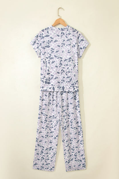 Camo Corded Knit Tee & Drawstring Pants Set
