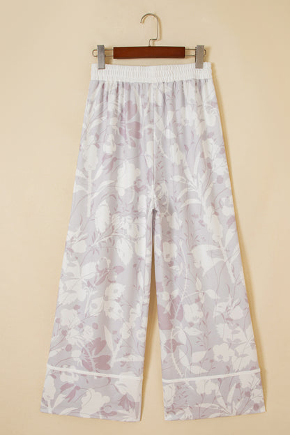 Floral Camo Elastic Waist Wide Leg Pants