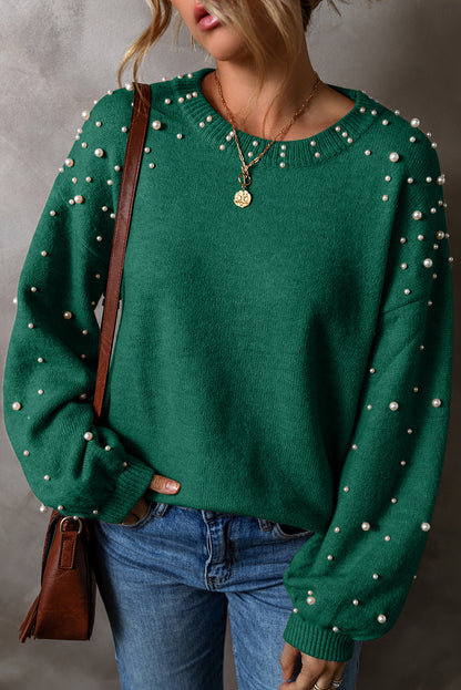 Pearl Embellished Round Neck Sweater