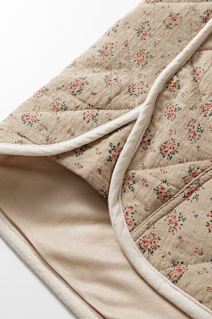 Floral Quilted Button Front Vest