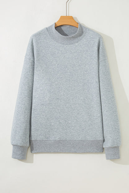 Solid Mock Neck Oversized Sweatshirt