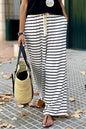 Stripe Drawstring Wide Leg Pants