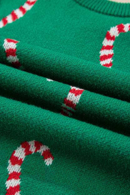 Christmas Candy Cane Drop Shoulder Sweater