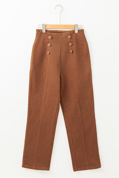 Solid Corduroy Straight Leg Pants