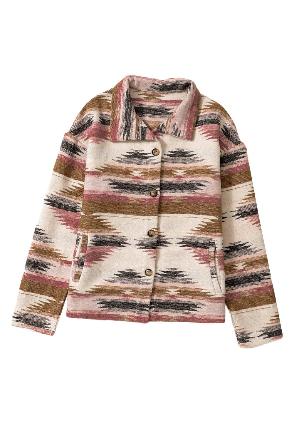 Aztec Button Front Collared Jacket