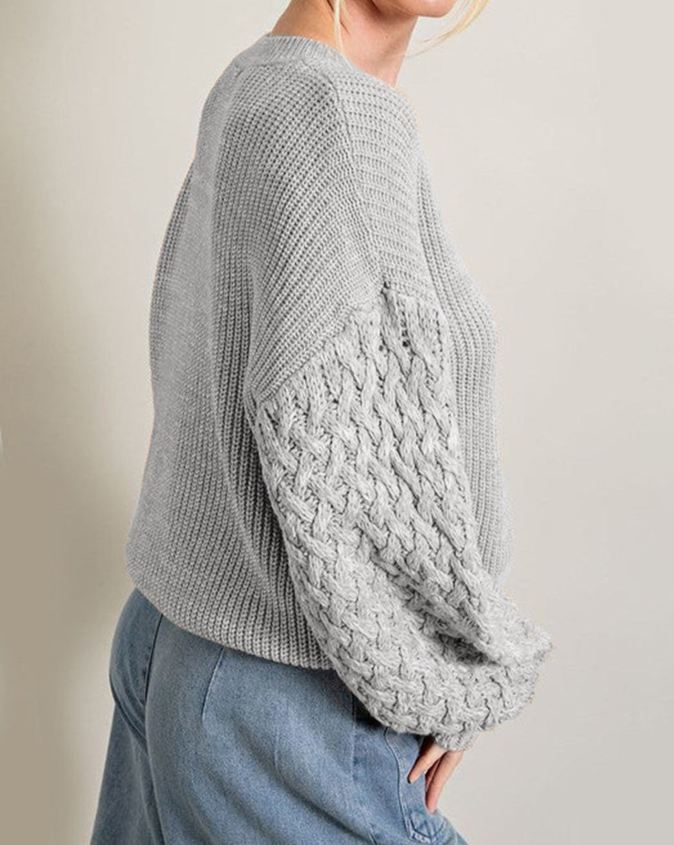 Cable Knit Drop Shoulder Sweater