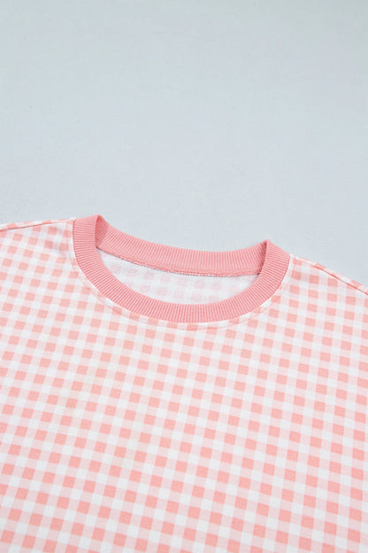 Gingham Patchwork Long Sleeve Top & Pant Set