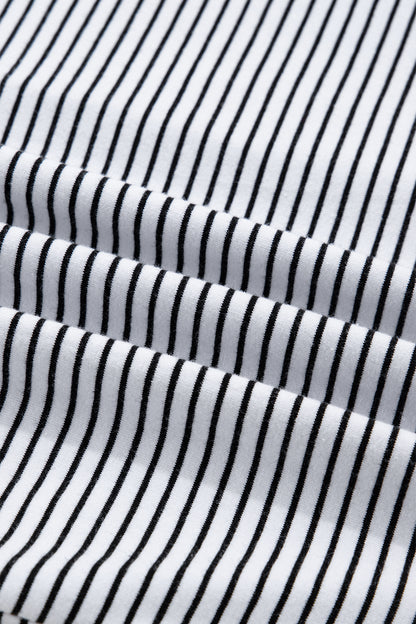 Stripe Contrast Trim Round Neck Shirt