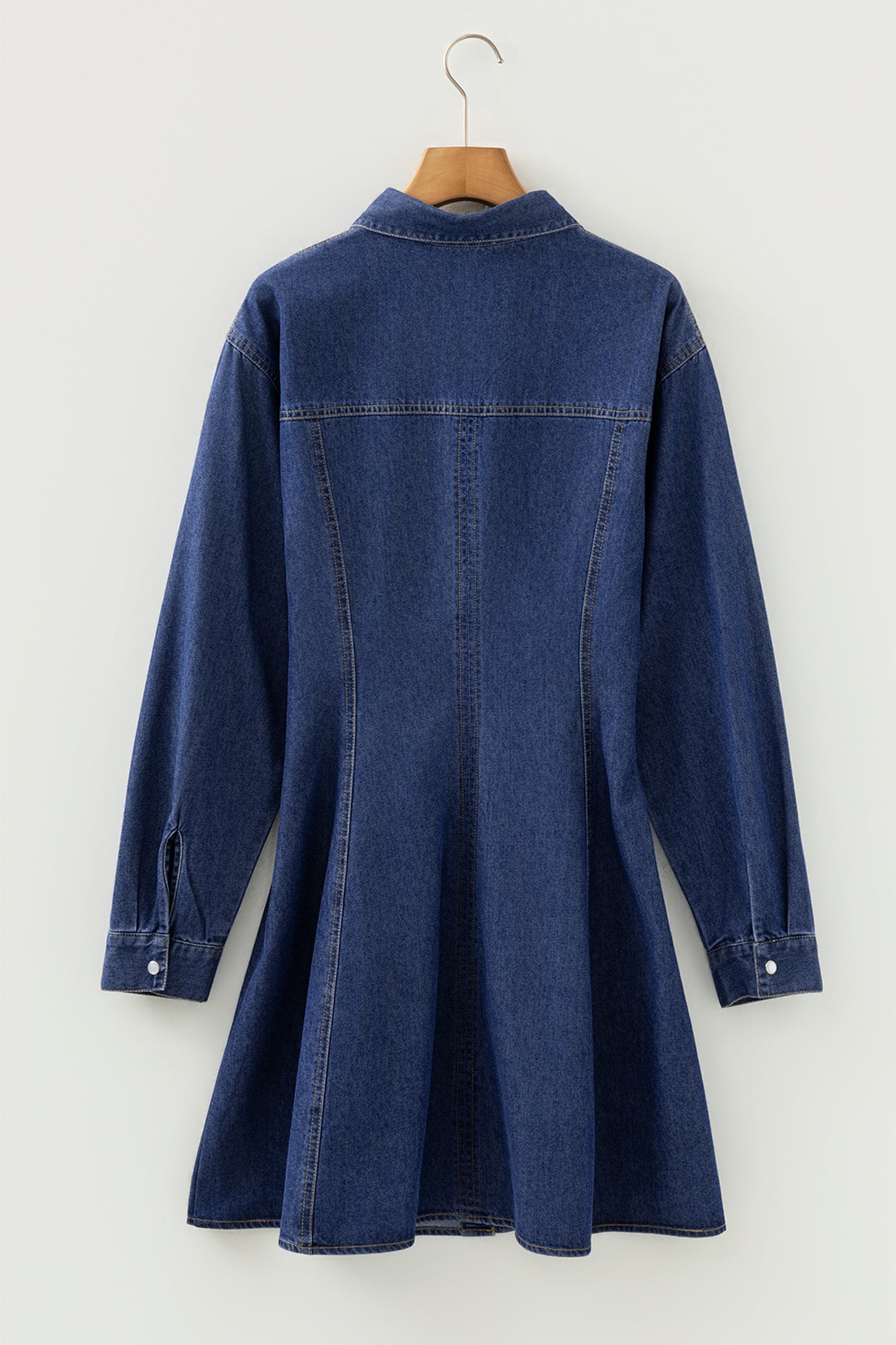 Denim Shirt Collar Long Sleeve Mini Dress