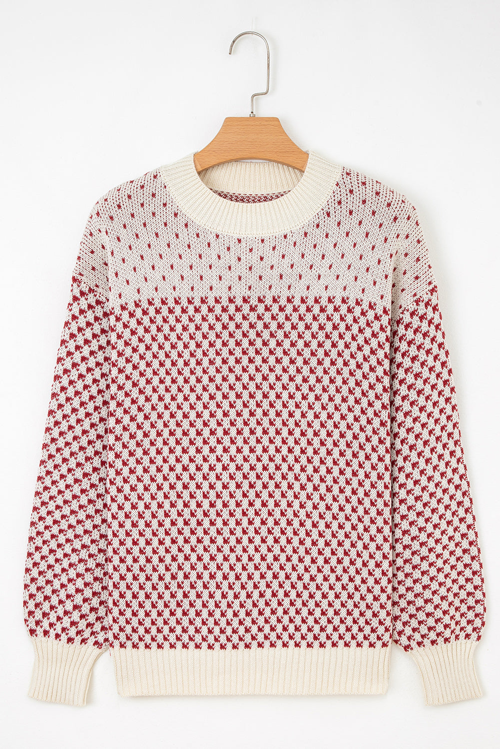 Dotted Colorblock Lantern Sleeve Sweater