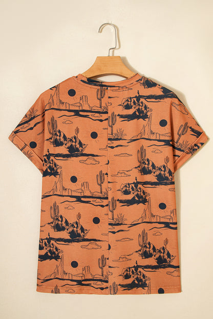 Western Desert Short Sleeve Knit Top