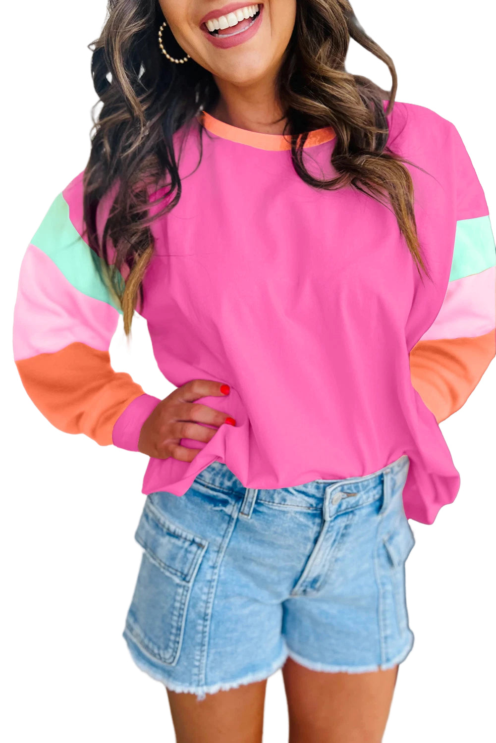 Colorblock Patchwork Long Sleeve Top