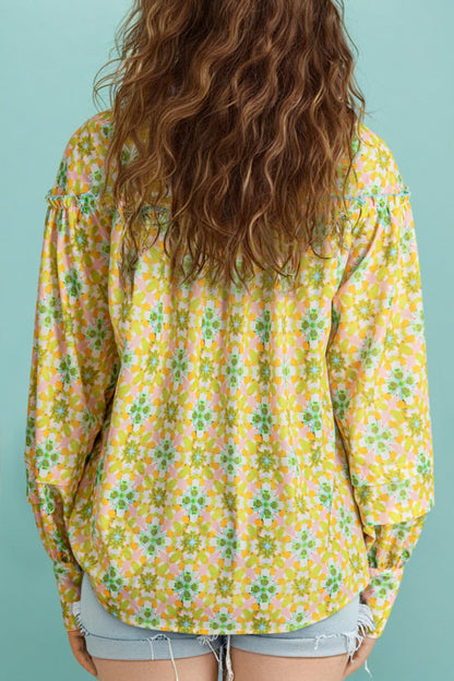 Boho Floral Puff Sleeve Shirt