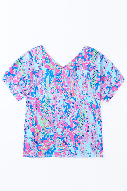 Abstract Floral Short Sleeve Tee