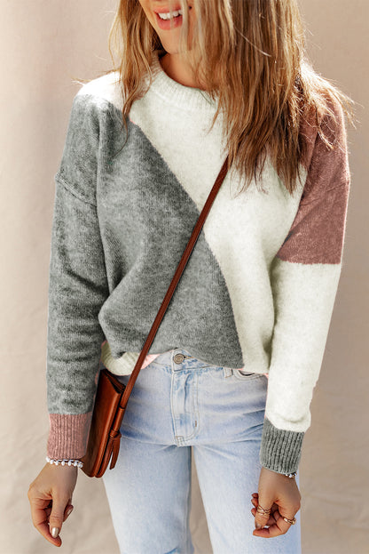 Colorblock Ribbed Trim Sweater