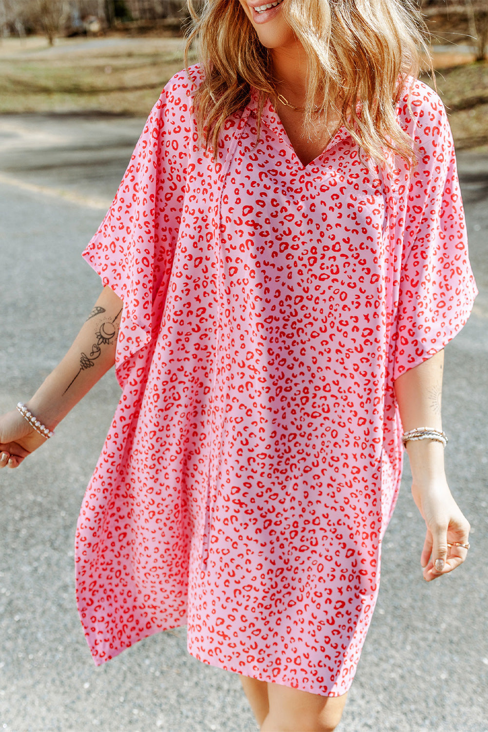 Leopard Short Sleeve Shift Dress