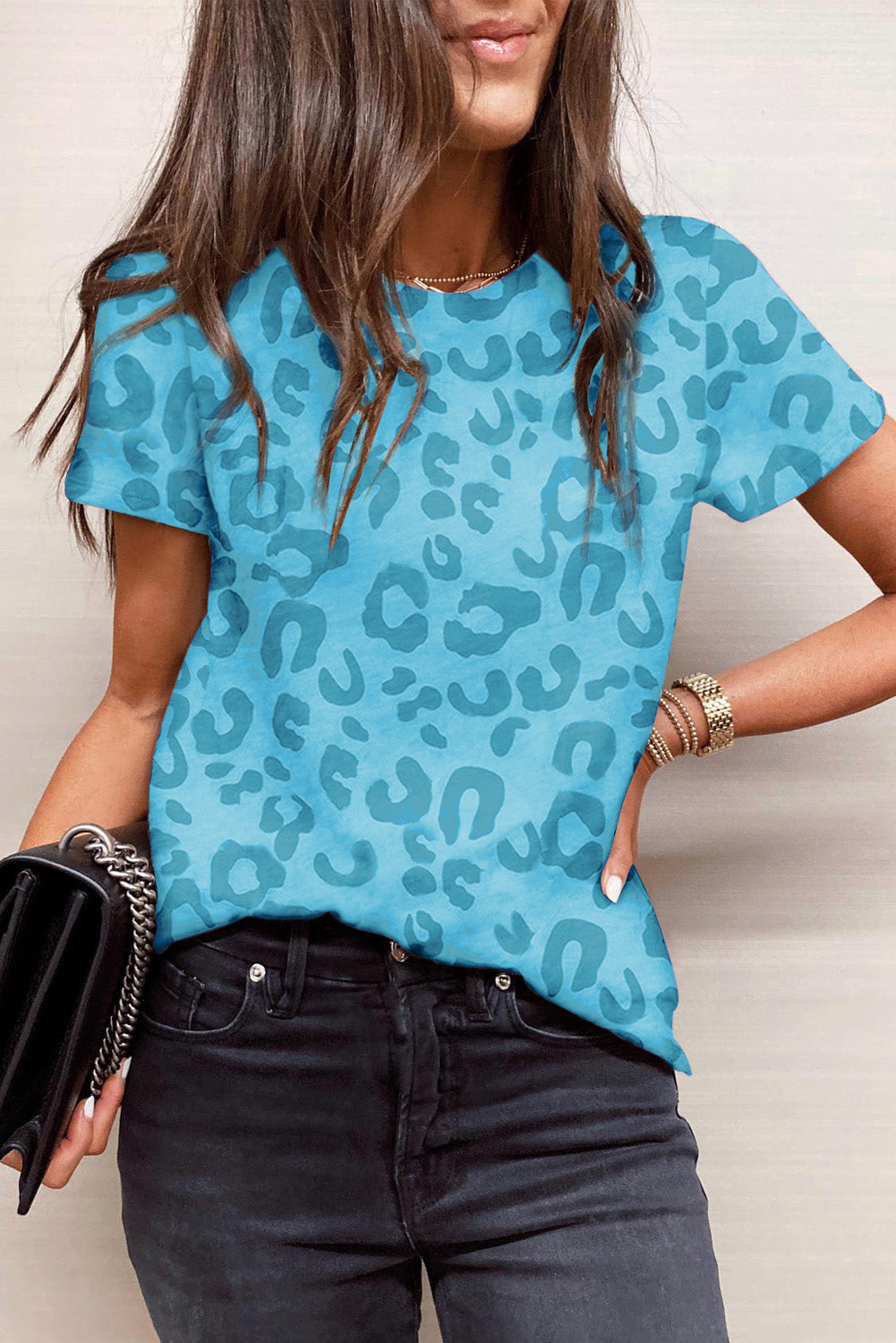 Leopard Short Sleeve Crewneck T-Shirt