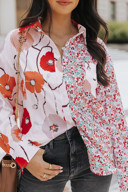 Floral Patchwork Buttoned Shirt