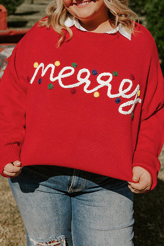 Plus Size Merry Dotted Christmas Sweater