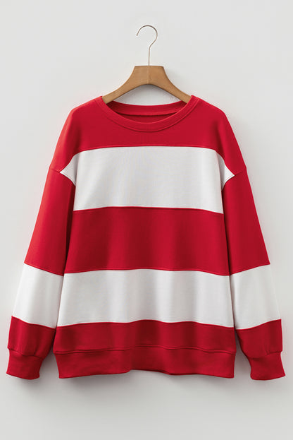 Colorblock Drop Shoulder Baggy Sweatshirt