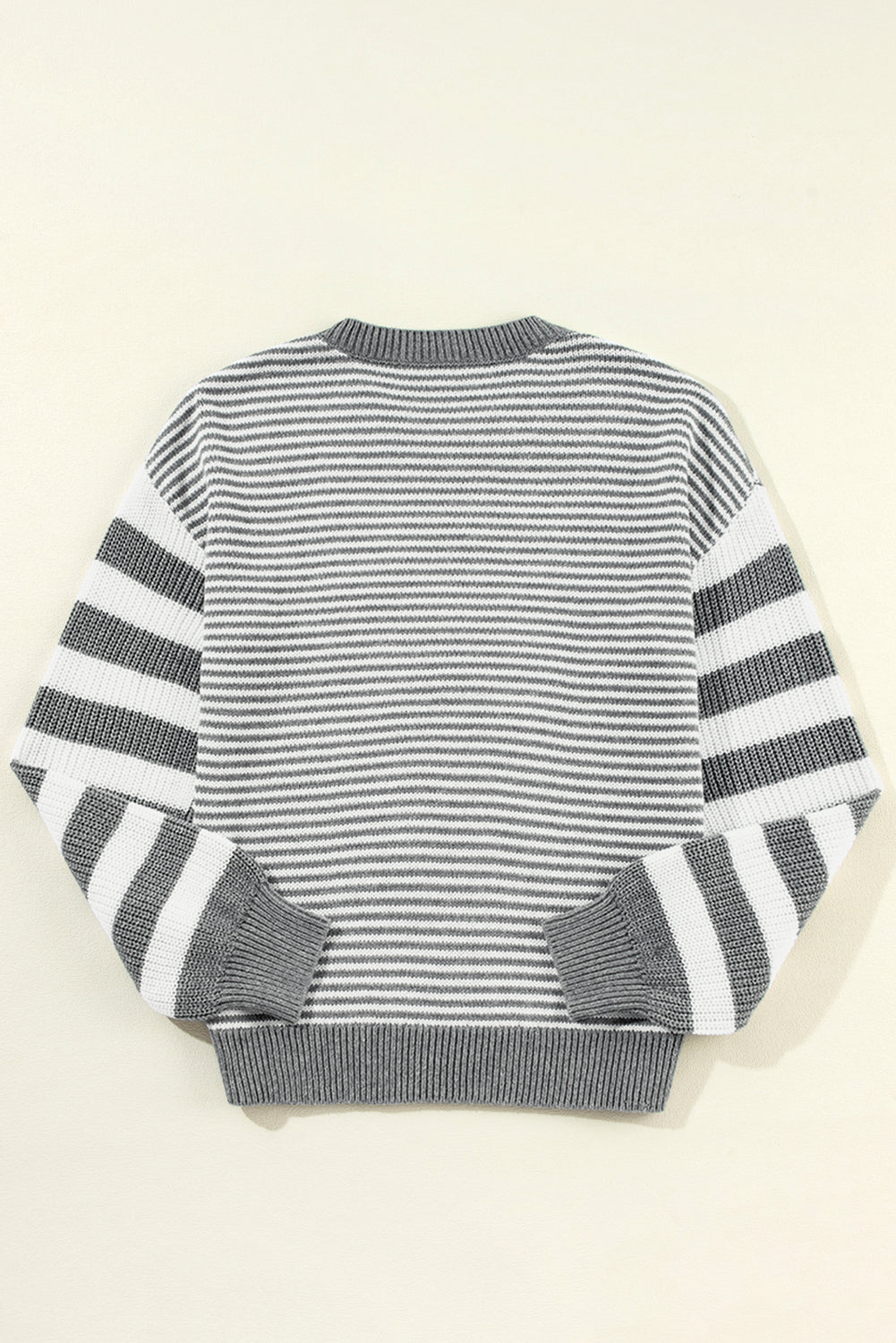 Stripe Texture Ribbed Trim Sweater